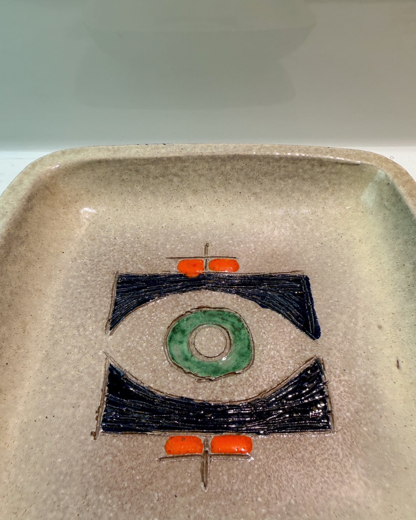 Vide-poche carré en céramique belge Oswald Tieberghien 1960