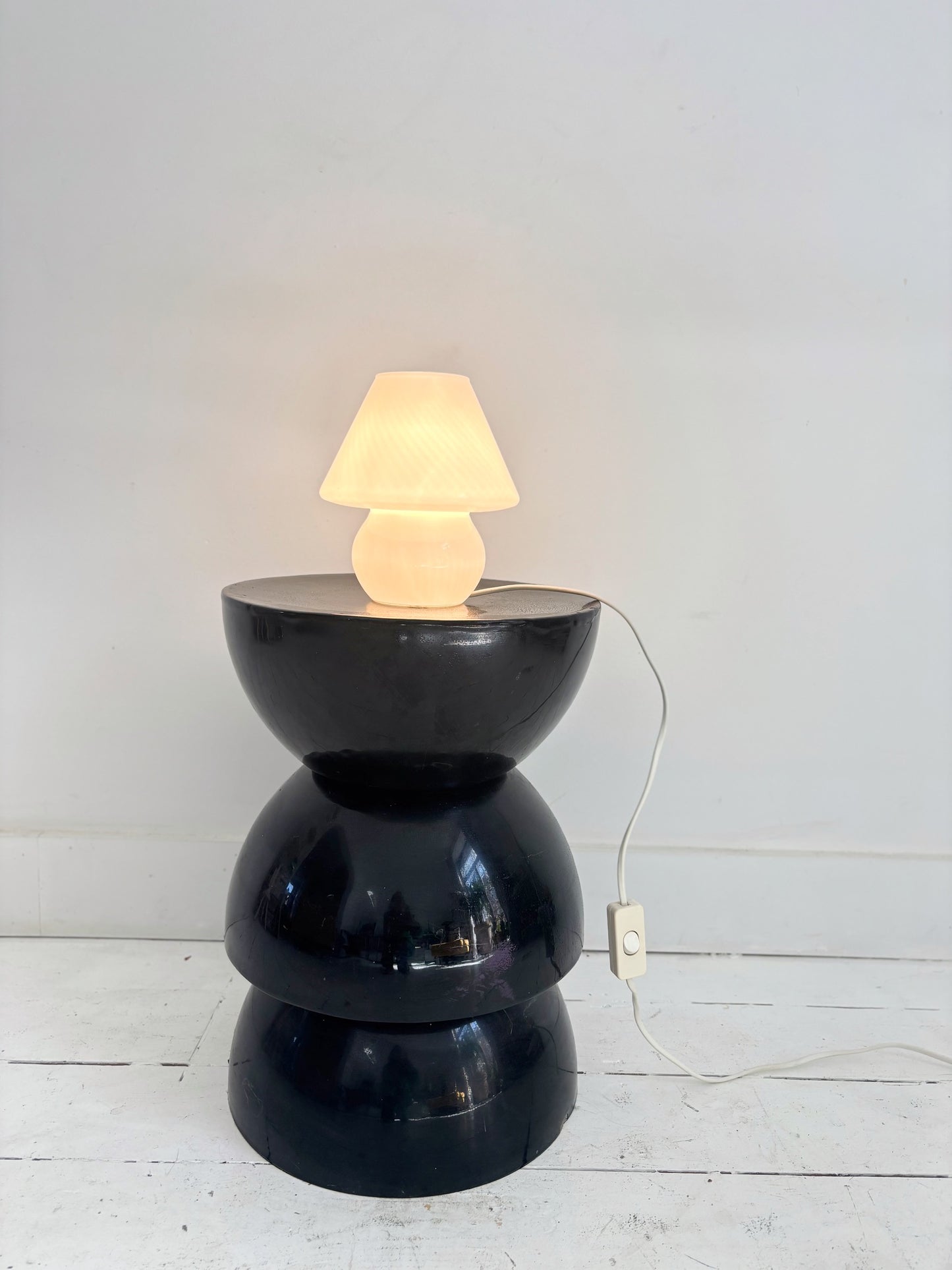 Lampe champignon blanche en opaline de Murano