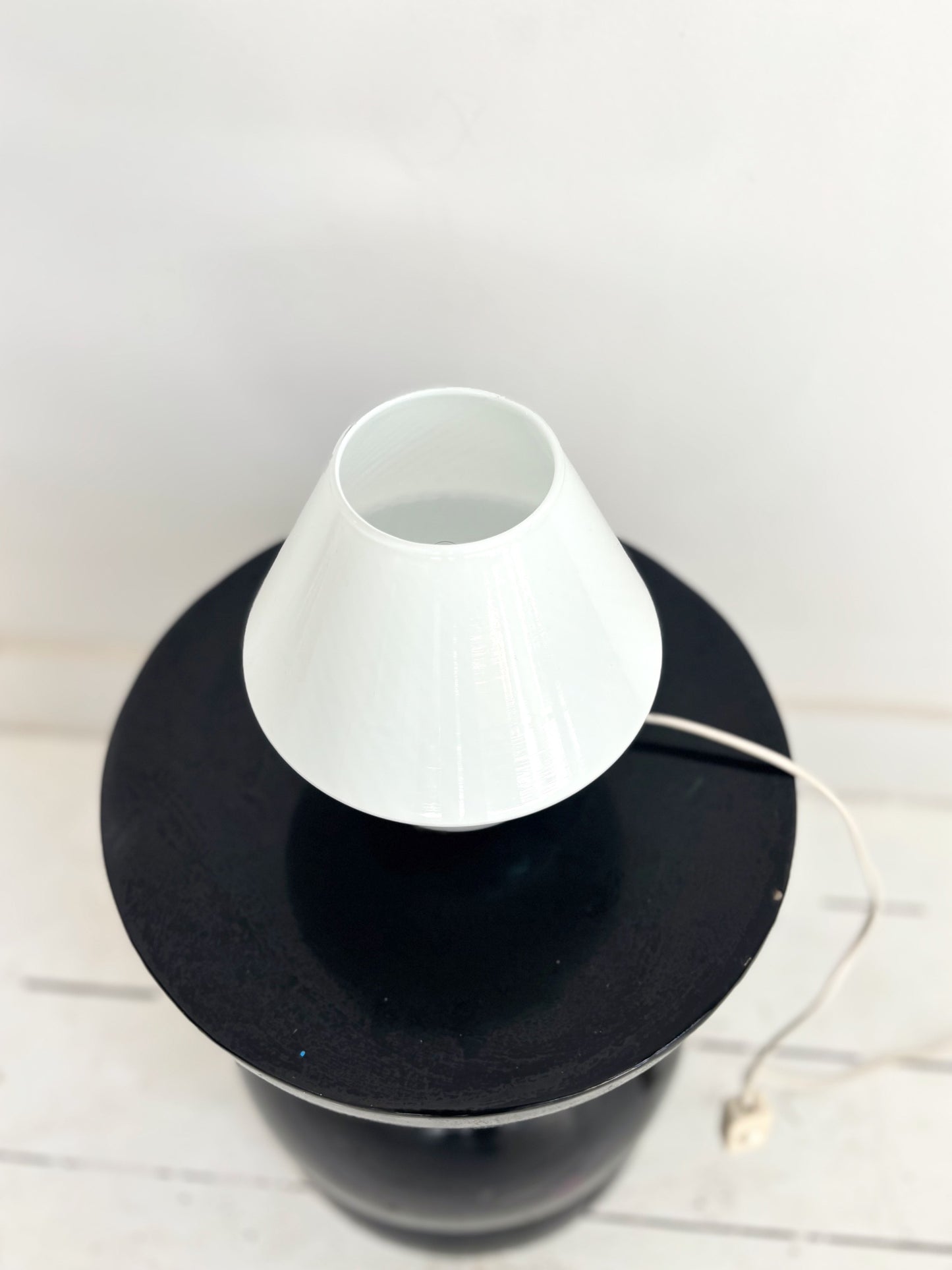 Lampe champignon blanche en opaline de Murano