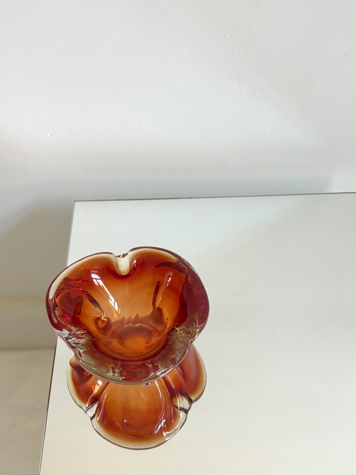Vide poche en verre de Murano rouge orangé