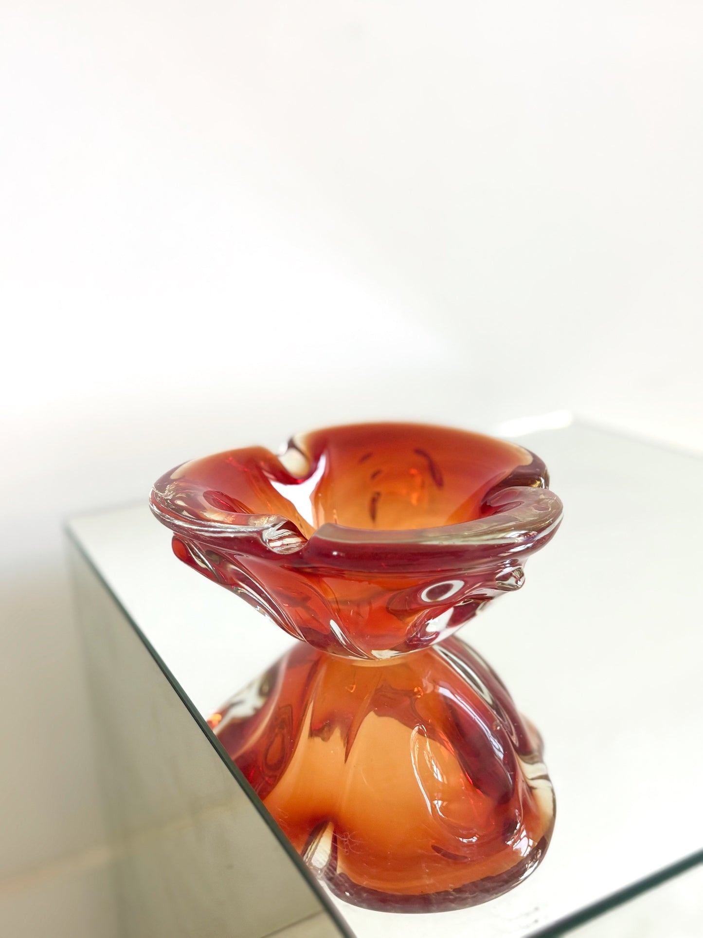 Vide poche en verre de Murano rouge orangé