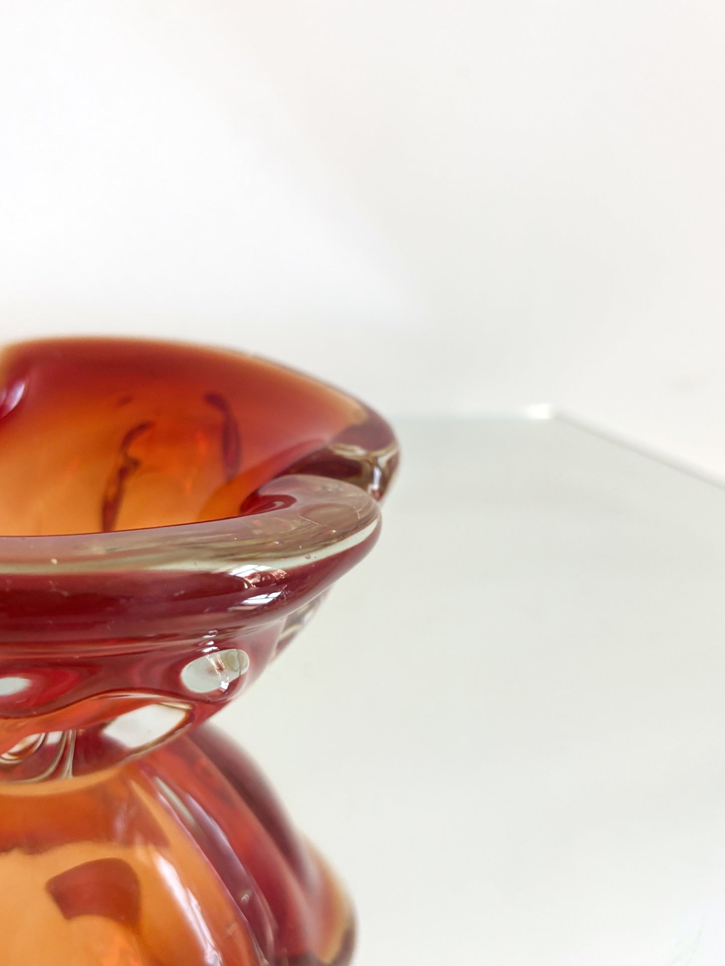 Vide poche en verre de Murano rouge orangé