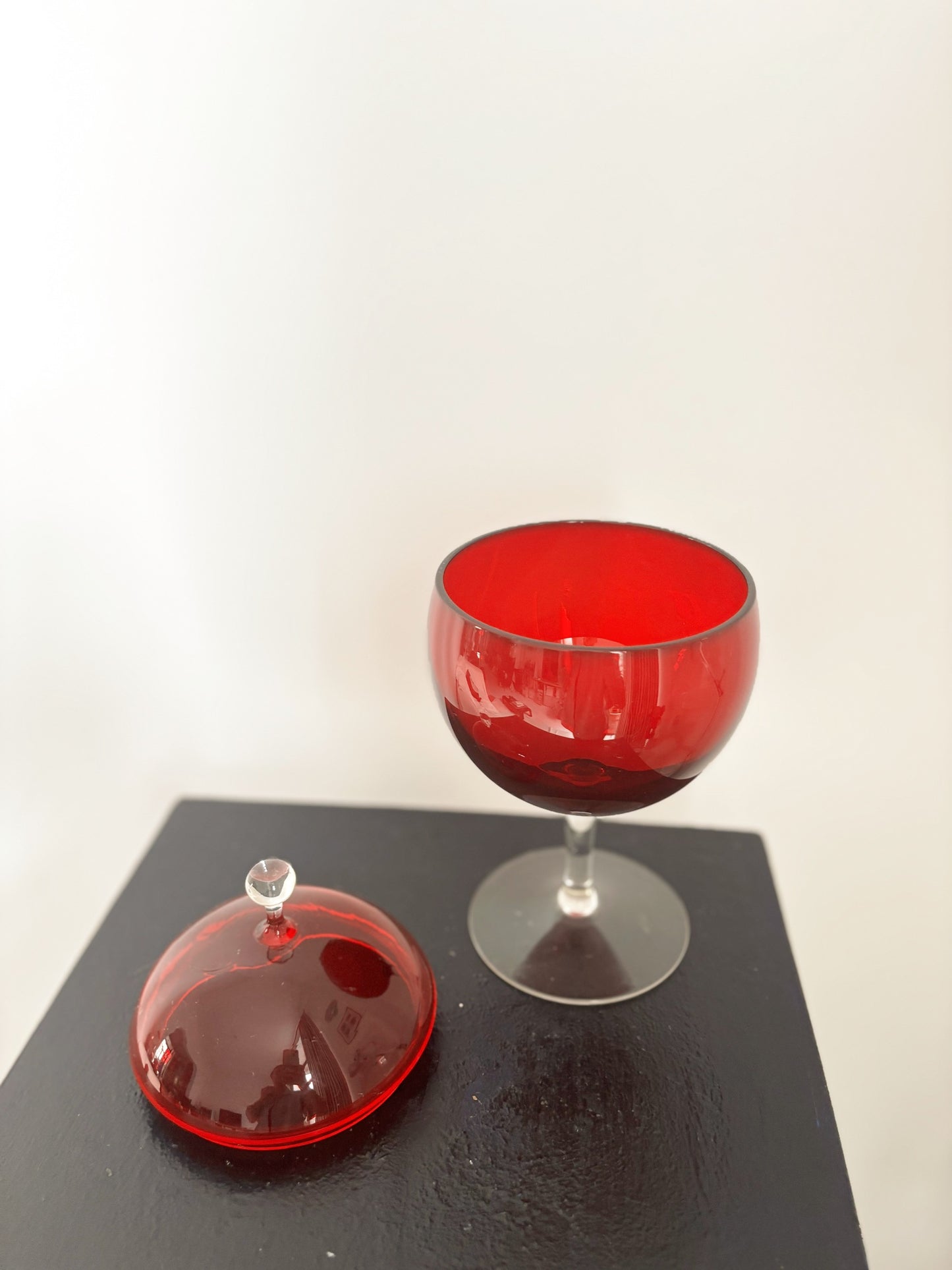 Bonbonnière en verre Empoli rouge