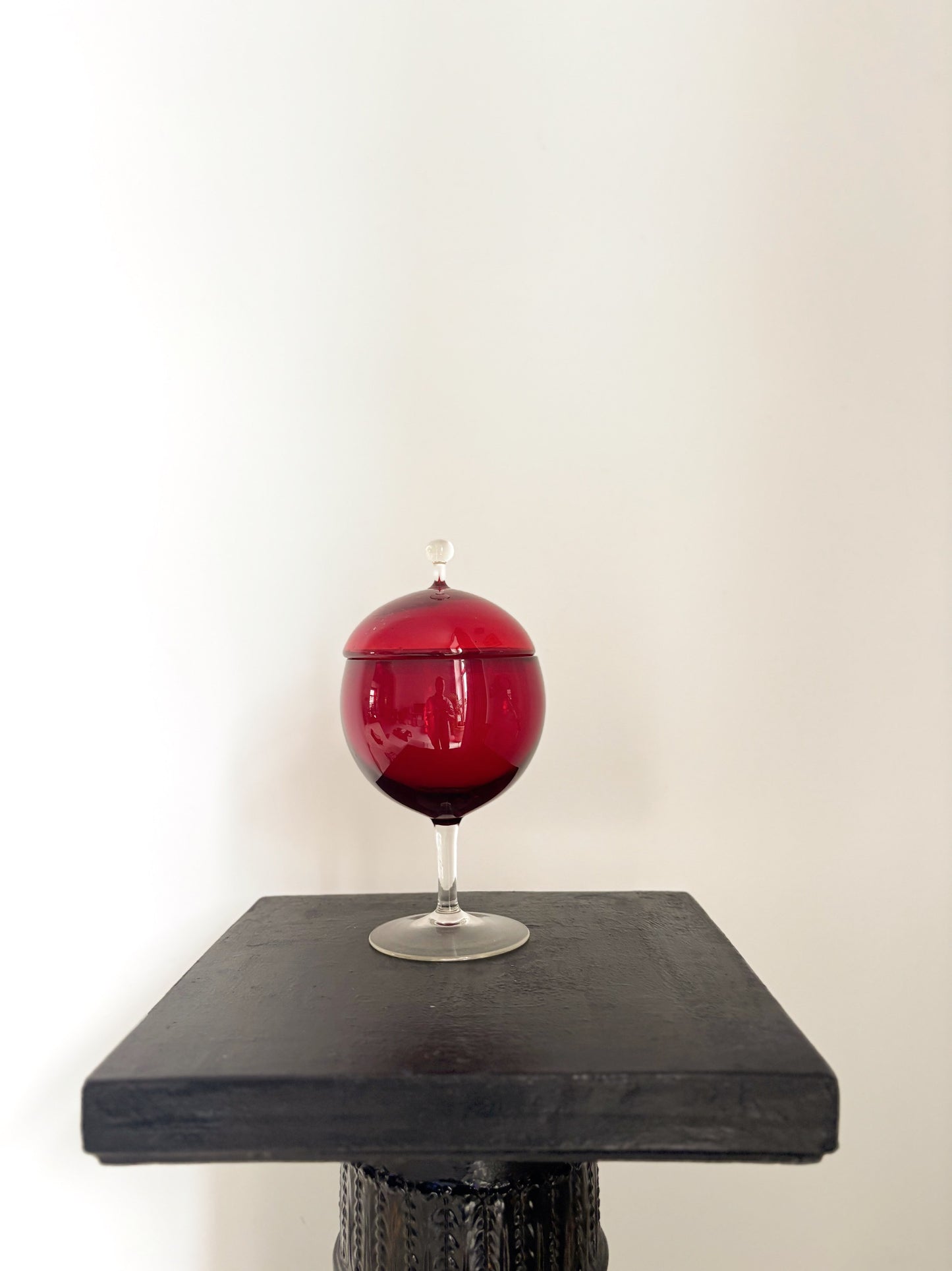 Bonbonnière en verre Empoli rouge