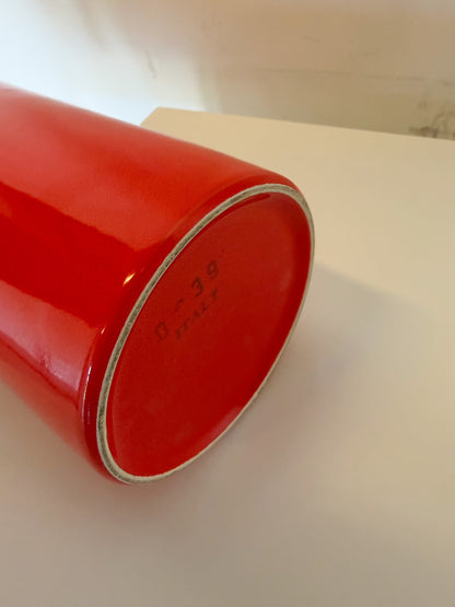Haut vase rouleau orange en céramique SICART