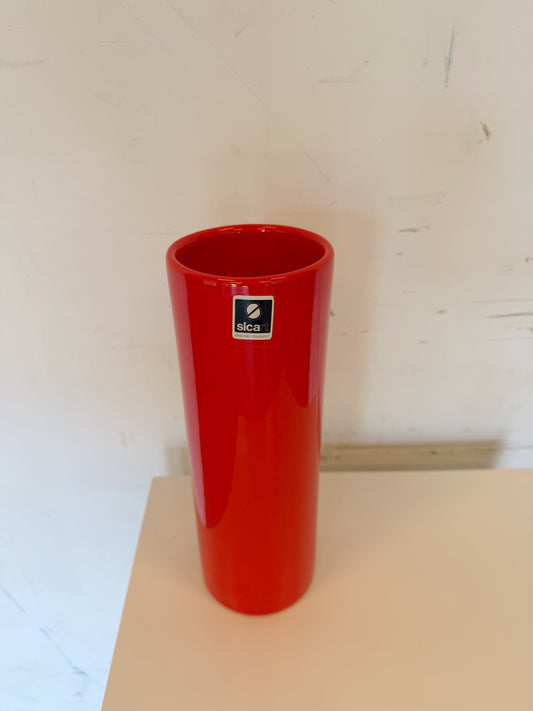 Haut vase rouleau orange en céramique SICART