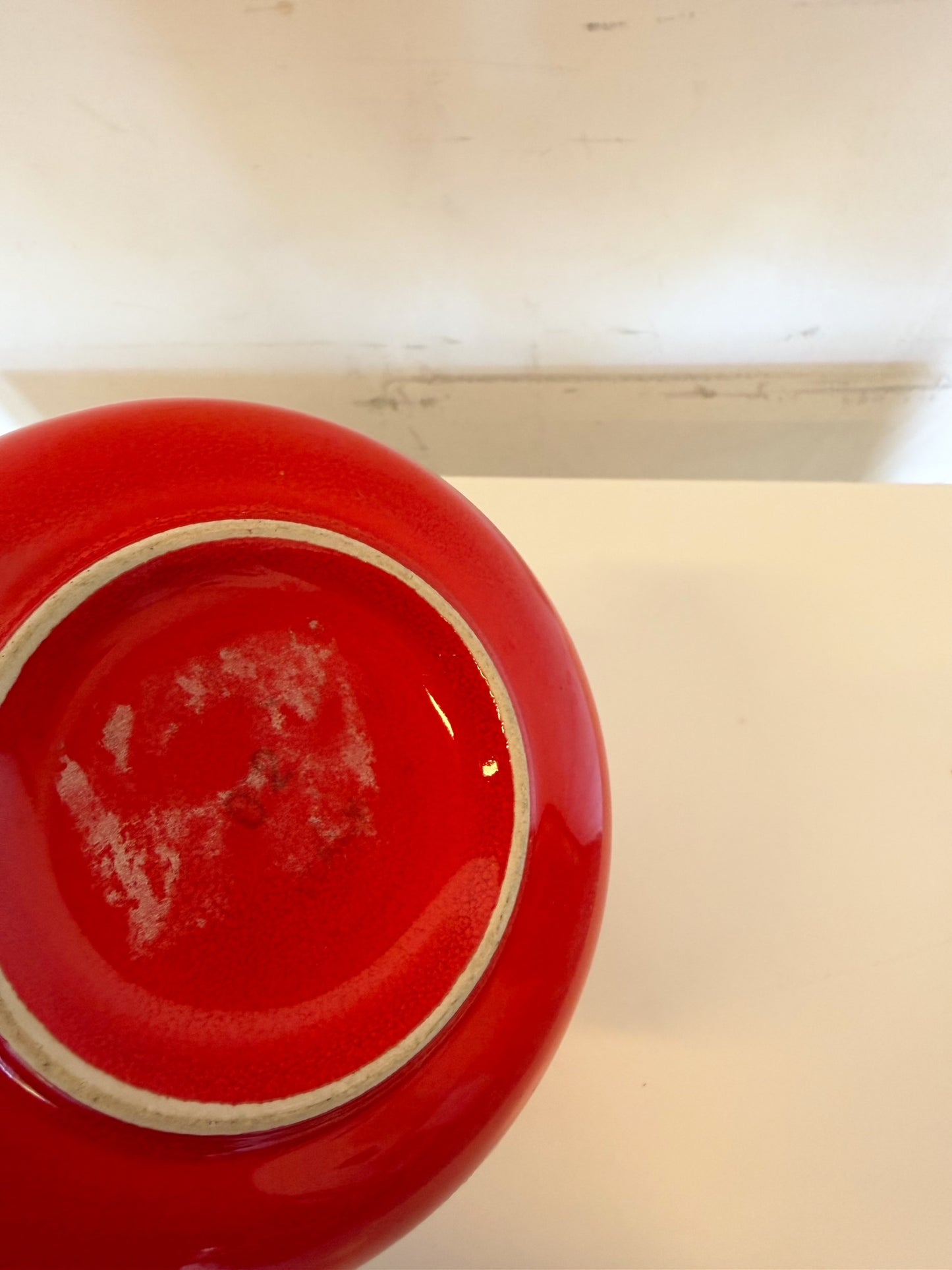 Vase orange en céramique italienne SICART