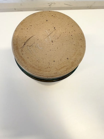 Vase scandinave  vintage en céramique émaillée vert