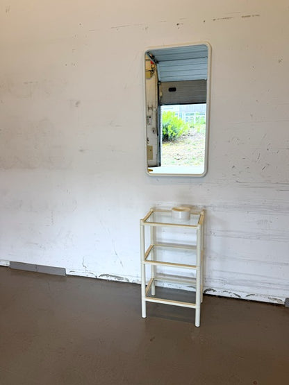 Vintage plastic en glazen rek van GEDY door Makio Hasuike