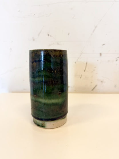 Vase scandinave  vintage en céramique émaillée vert