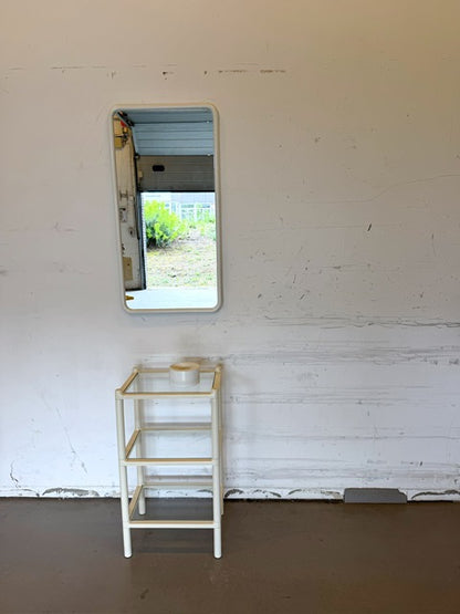 Vintage plastic en glazen rek van GEDY door Makio Hasuike
