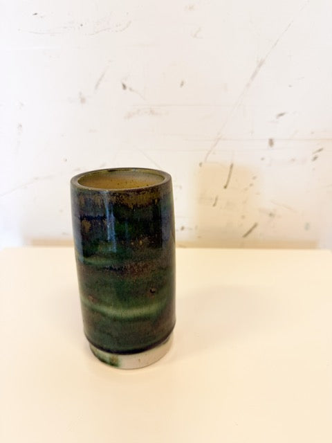 Vase scandinave  vintage en céramique émaillée vert