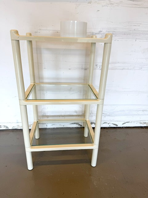 Vintage plastic en glazen rek van GEDY door Makio Hasuike