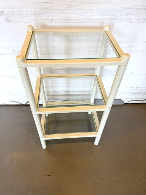 Vintage plastic en glazen rek van GEDY door Makio Hasuike