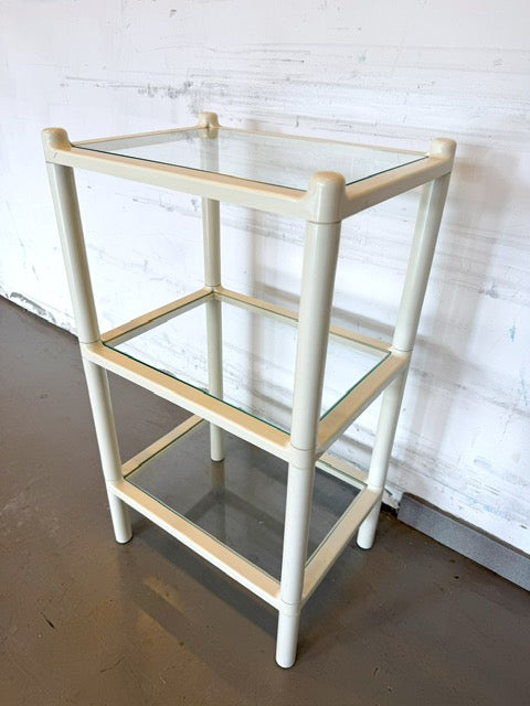 Vintage plastic en glazen rek van GEDY door Makio Hasuike