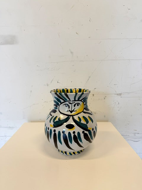 Vase en céramique Vallauris dessin Hibou de Versons 1953