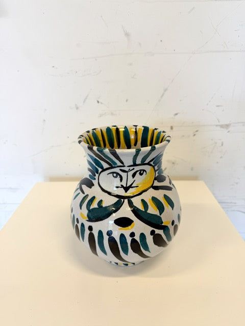 Vase en céramique Vallauris dessin Hibou de Versons 1953