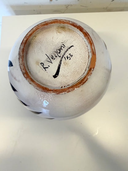 Vase en céramique Vallauris dessin Hibou de Versons 1953