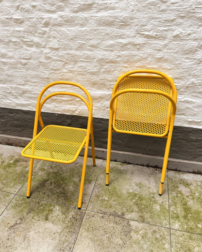 Chaise jaune pliante en métal design italien
