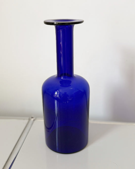 Gulvvase bleu cobalt par otto Brauer pour Holmegaard