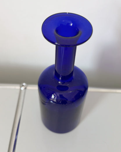 Gulvvase bleu cobalt par otto Brauer pour Holmegaard