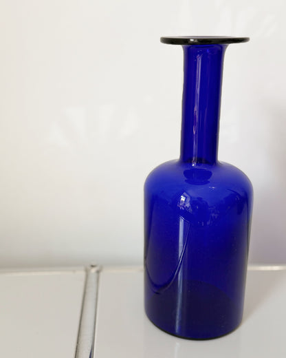Gulvvase bleu cobalt par otto Brauer pour Holmegaard