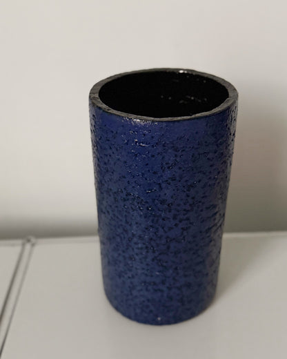 Grand vase cylindrique en céramique de type fat lava 1960