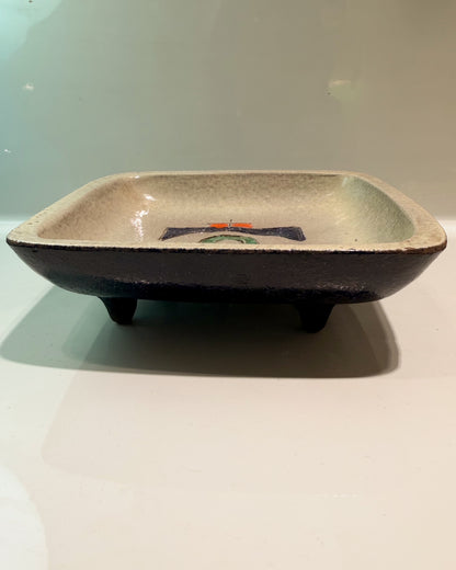 Vide-poche carré en céramique belge Oswald Tieberghien 1960