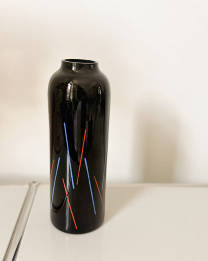 Haut vase en verre hyalite noir Ikea 1988 par Marcela VOSMIKOVA