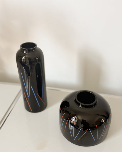 Haut vase en verre hyalite noir Ikea 1988 par Marcela VOSMIKOVA