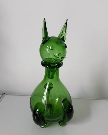 Pichet chat en verre Empoli attribué à Gio Ponti 1960