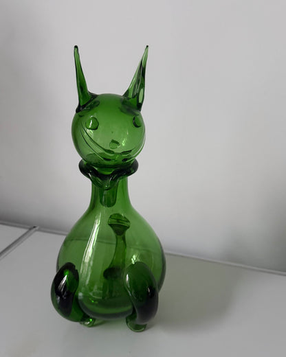 Pichet chat en verre Empoli attribué à Gio Ponti 1960