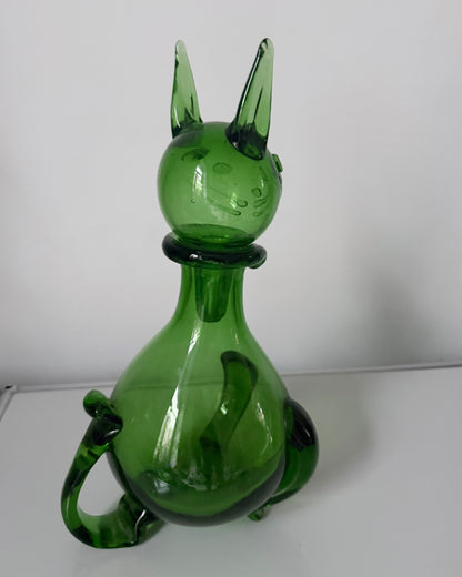 Pichet chat en verre Empoli attribué à Gio Ponti 1960