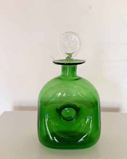 Bouteille, carafe en verre vert scandinave