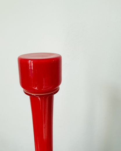 Bouteille vintage Empoli en opaline orange avec étiquette