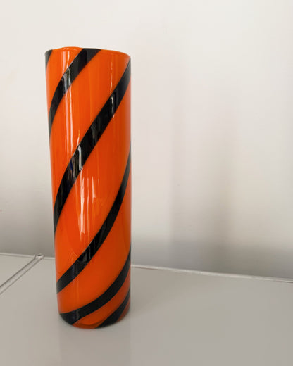 Vase en oplaine Carlo Moretti Orange et noir 1970