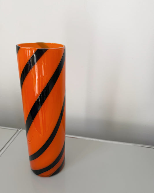Vase en oplaine Carlo Moretti Orange et noir 1970