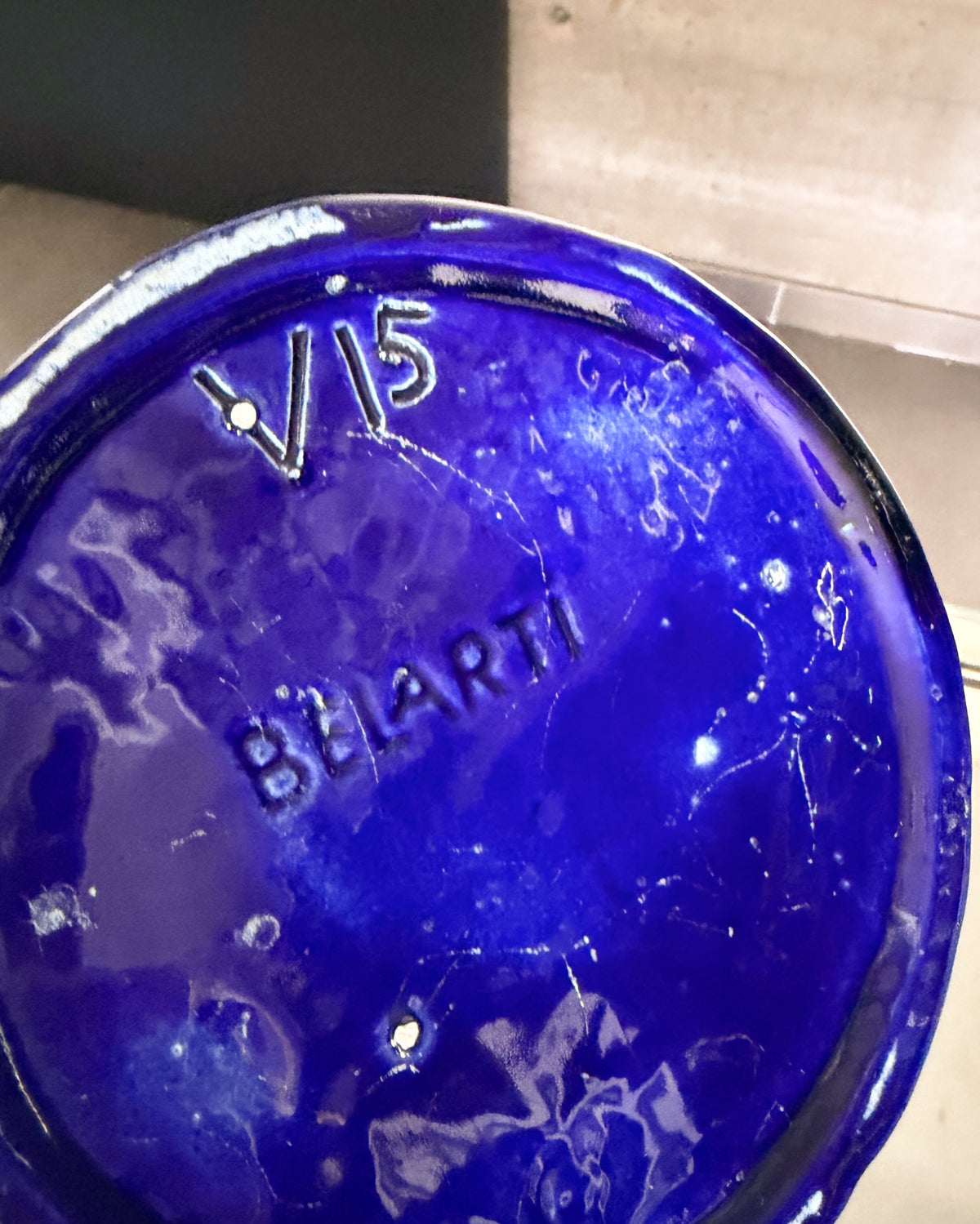 Vase en céramique bleu cobalt 1970