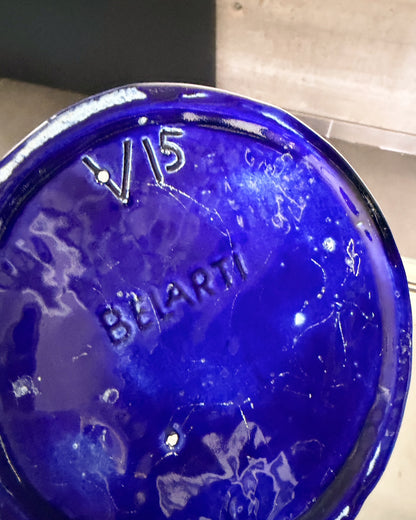 Vase en céramique bleu cobalt 1970
