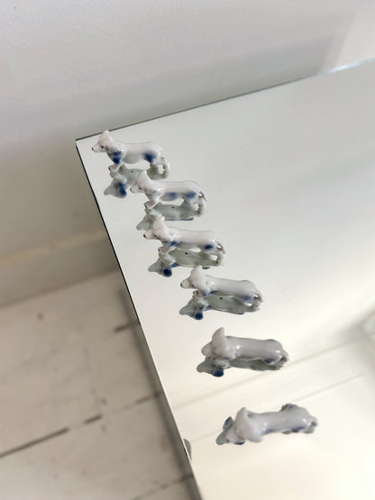 Ensemble de portes couteaux chien en porcelaine