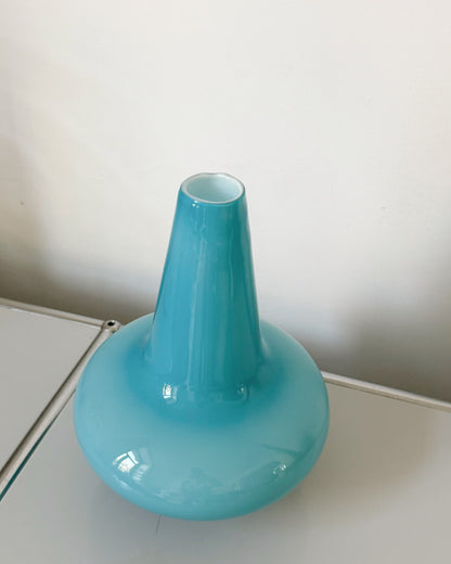 Vase en opaline Empoli bleu 1970