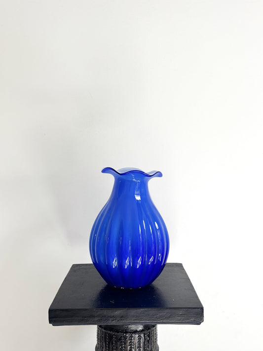 Vase en opaline Empoli bleu cobalt