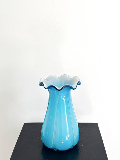 Turquoise vase in Empoli opaline