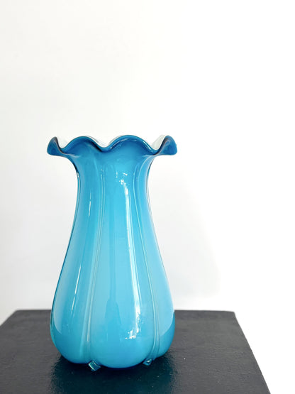 Turquoise vase in Empoli opaline