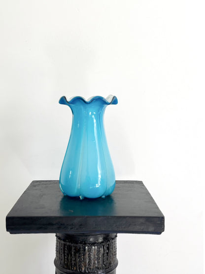 Turquoise vase in Empoli opaline