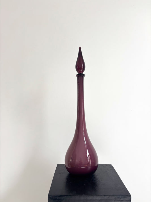 Bouteille en opaline mauve d'Empoli