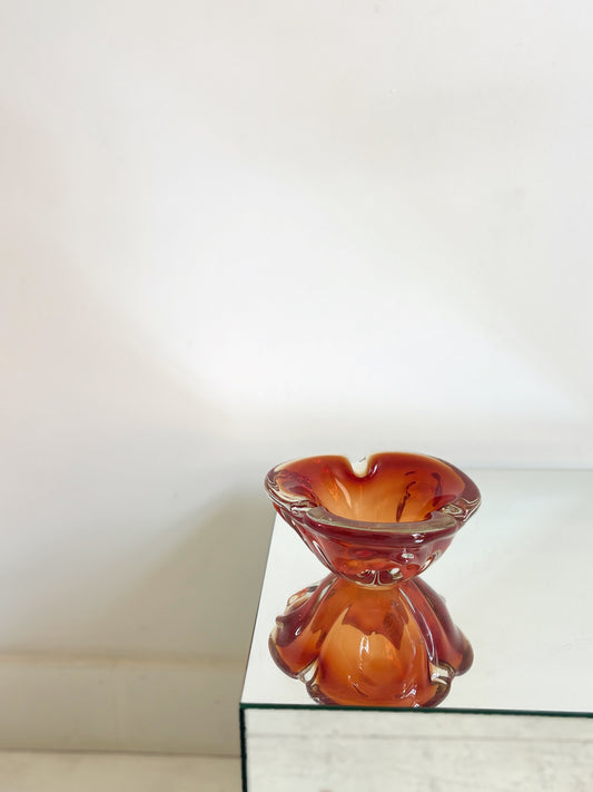 Vide poche en verre de Murano rouge orangé
