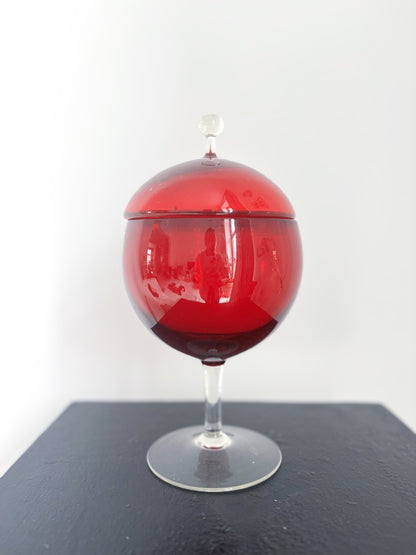 Bonbonnière en verre Empoli rouge