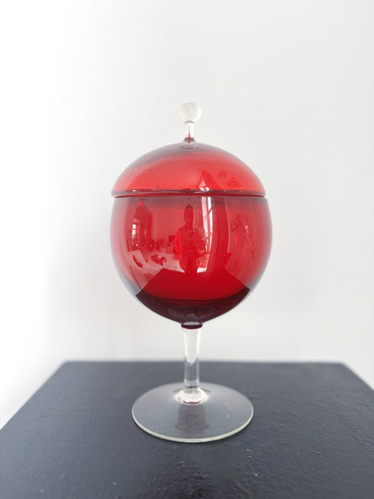 Bonbonnière en verre Empoli rouge