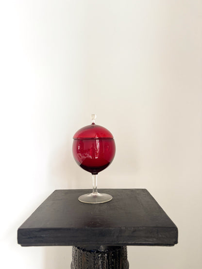 Bonbonnière en verre Empoli rouge